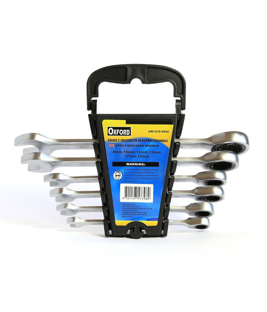 Chiavi Combinate A Cricchetto Set Da 6 Pz Chrome Vanadium 8/10/12/13/17/19