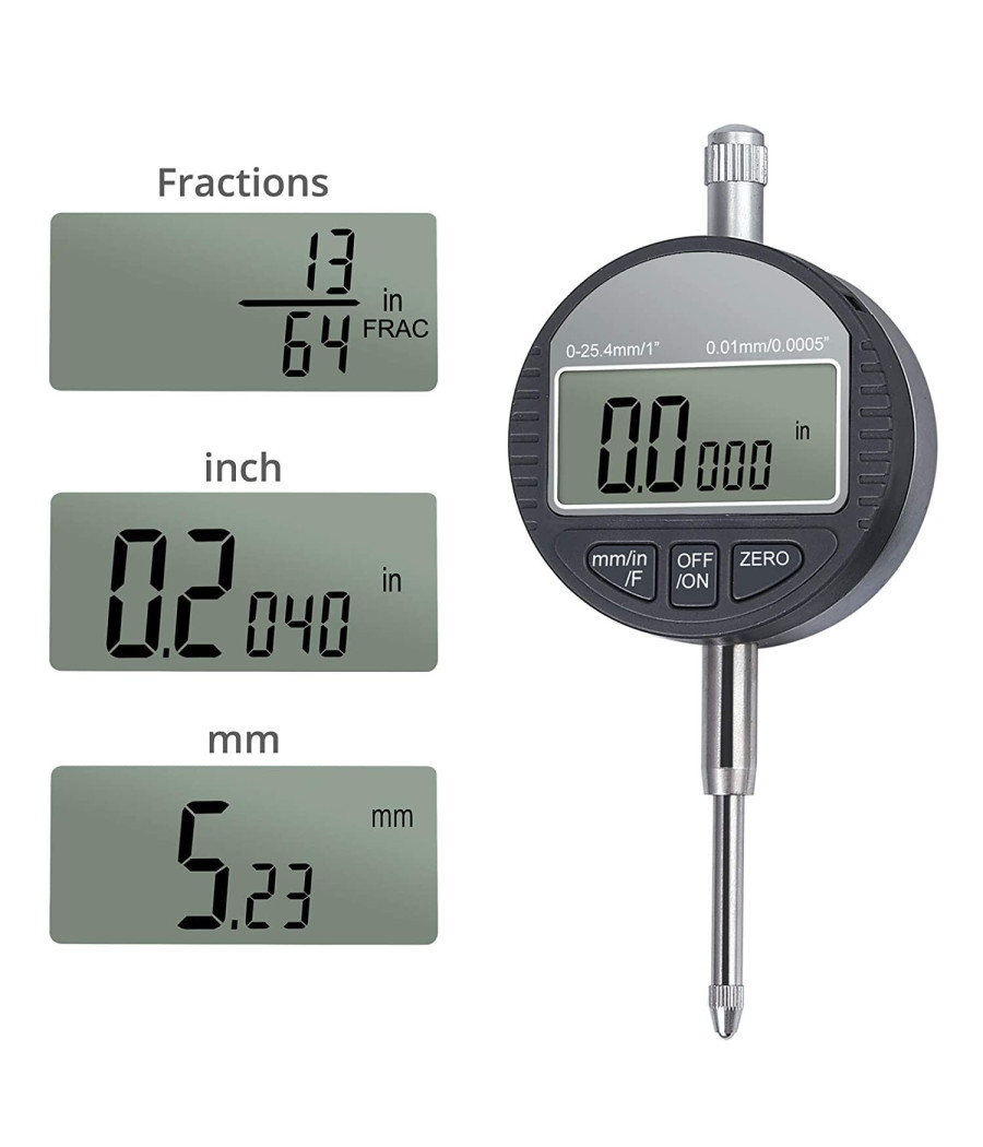 Comparatore Centesimale Digitale Con Display 0-25,4mm/0,5" Tornio  0,01mm/0,005"