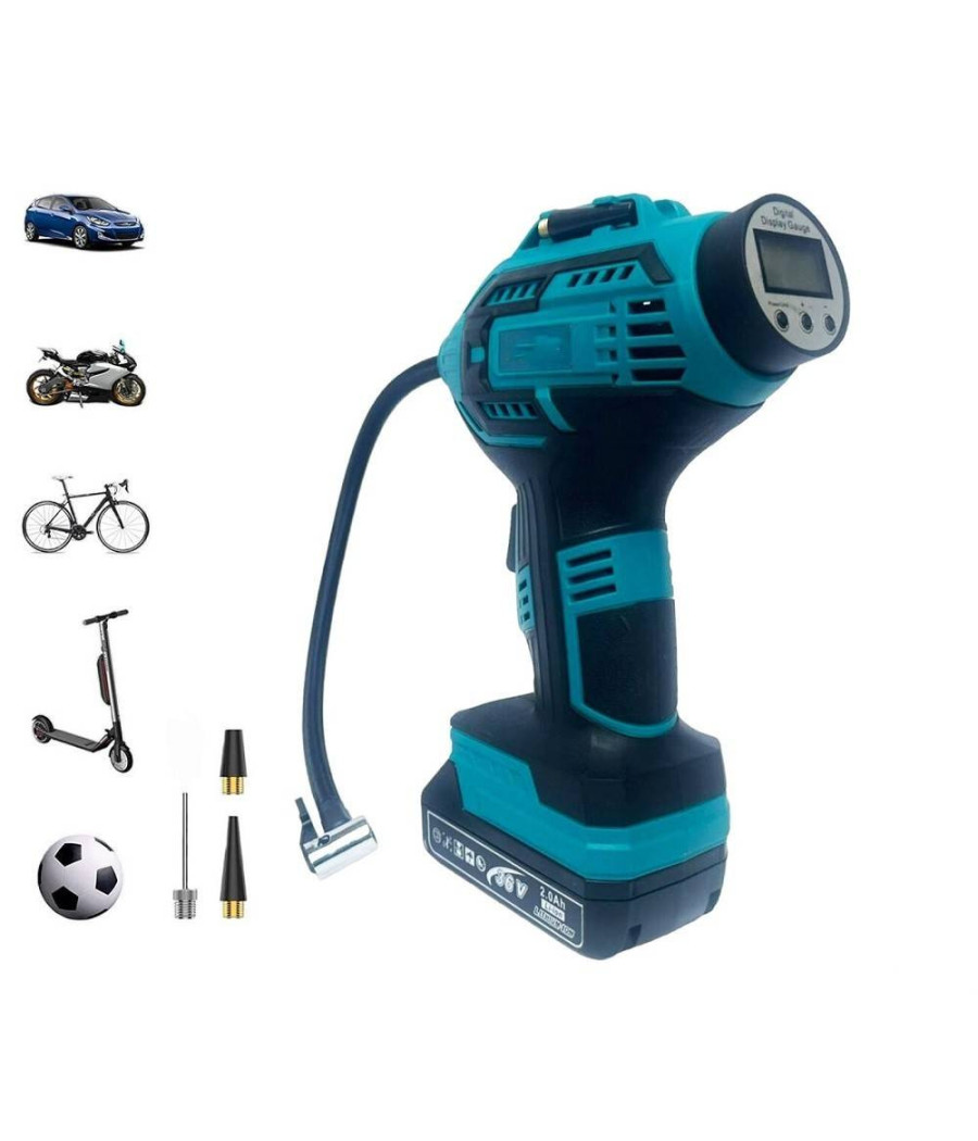 Compressore Aria Portatile Doppia Batteria Litio 36 V Digitale Ruote Auto Moto - immagine 2