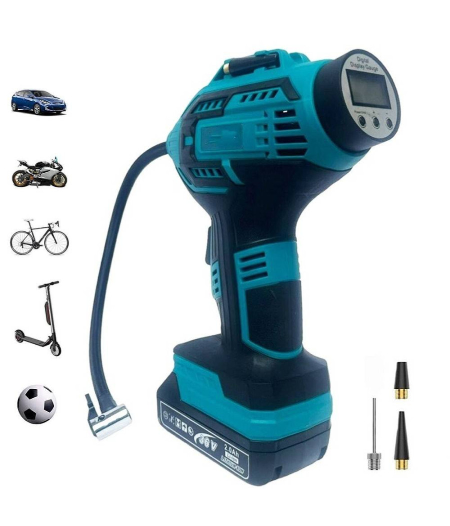 Compressore Aria Portatile Doppia Batteria Litio 36 V Digitale Ruote Auto Moto