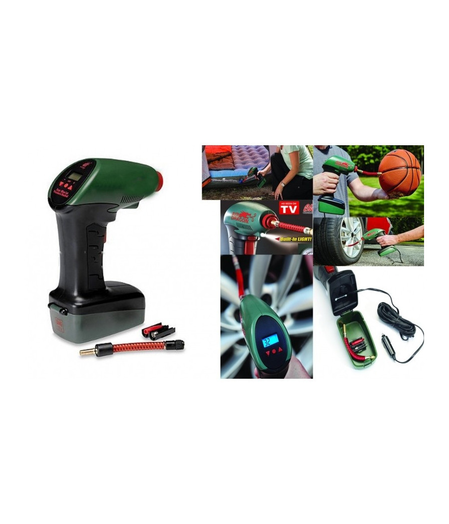 Compressore D'aria Portatile Luce Led Presa Auto 12v Cavo 4,25mt Moto Campeggio