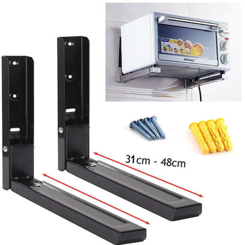 Coppia Staffe A Parete Per Sospensione Forno A Microonde 2 X Supporti Nero