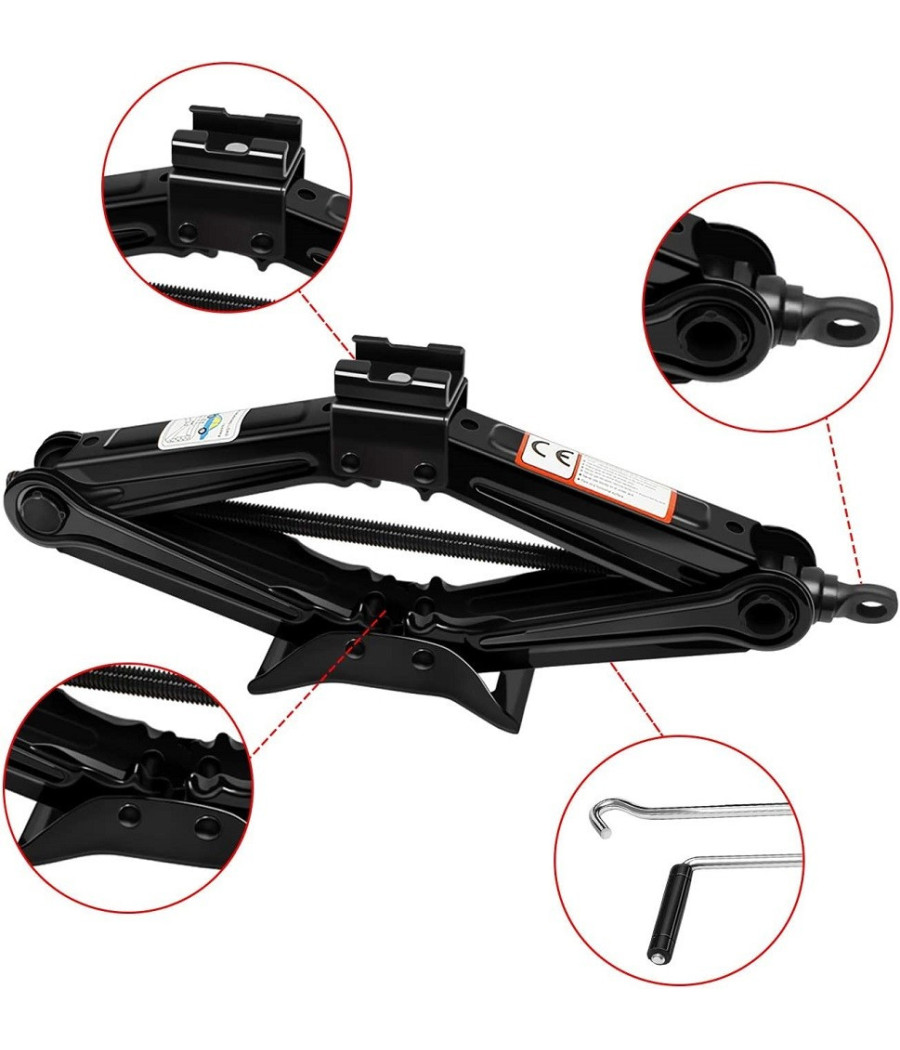 Cric A Pantografo Forbice Idraulico Sollevatore Auto Familiare Pickup 2000kg Nero - immagine 2