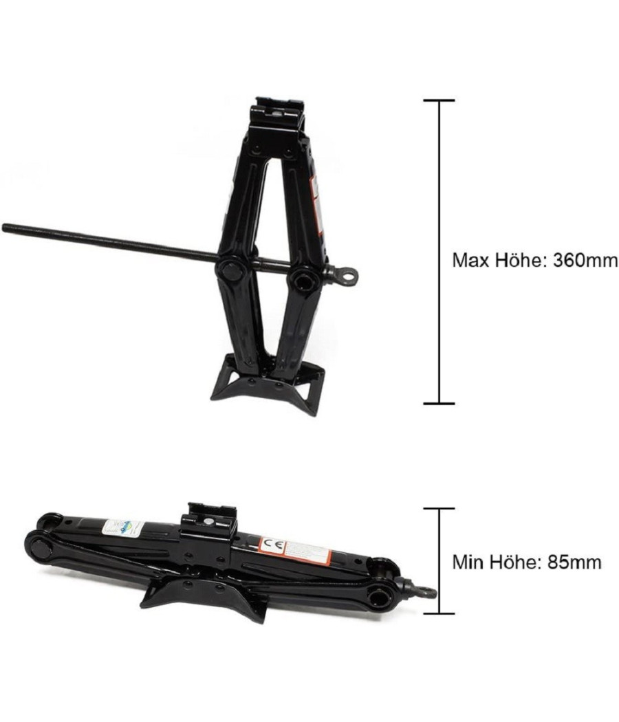 Cric A Pantografo Forbice Idraulico Sollevatore Auto Familiare Pickup 2000kg Nero - immagine 3
