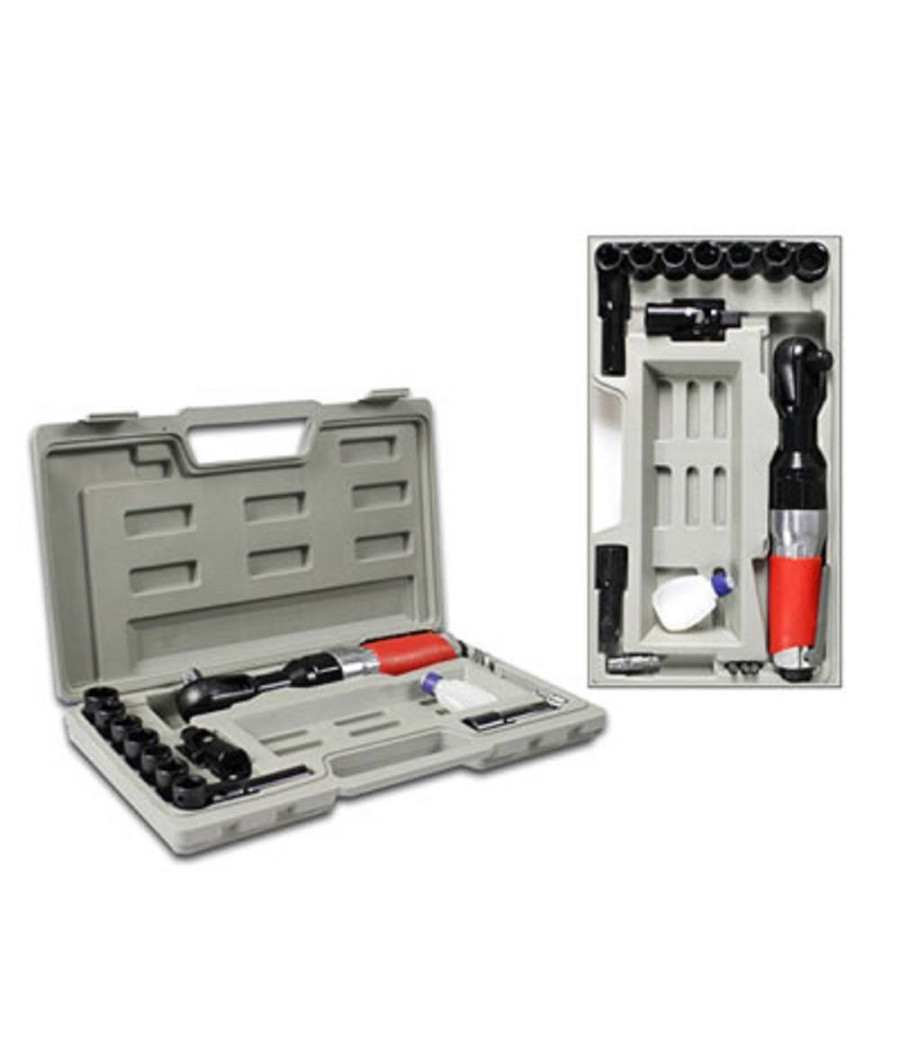 Cricchetto Ad Aria Compressa Chiave Reversibile Con 15 Accessori In Valigetta