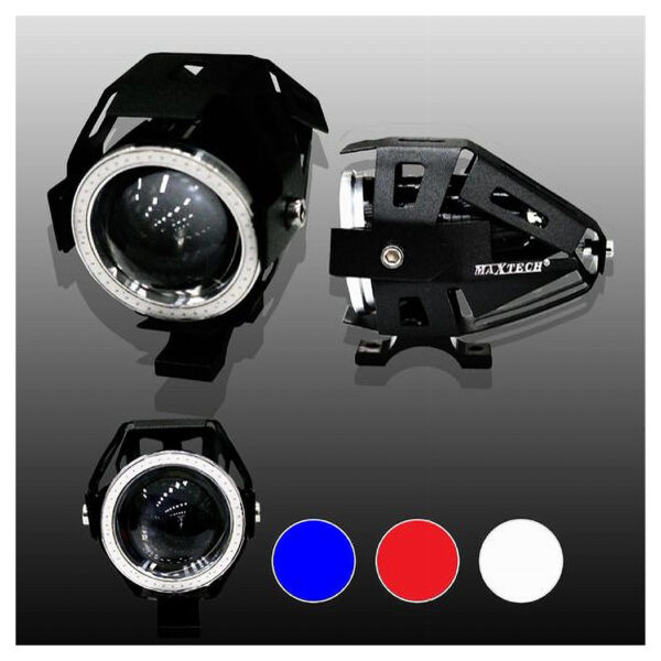 Faro Proiettore Luce Led Fari Moto Guida Bianco Blu Rosso Occhio Maxtech U7-led001