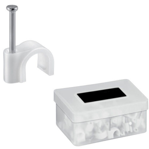 Fermacavo Ferma Cavo Graffette Da 25mm Con Chiodo Per Fissaggio A Parete Muro