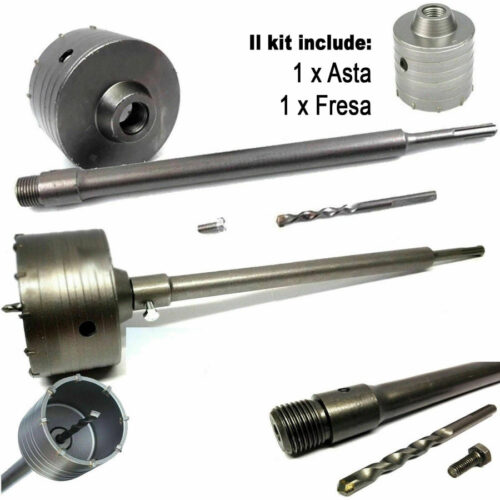 Fresa A Tazza Carotatrice Per Muro Pietra Da 30 A 160mm + Asta Da 60cm Sds Plus