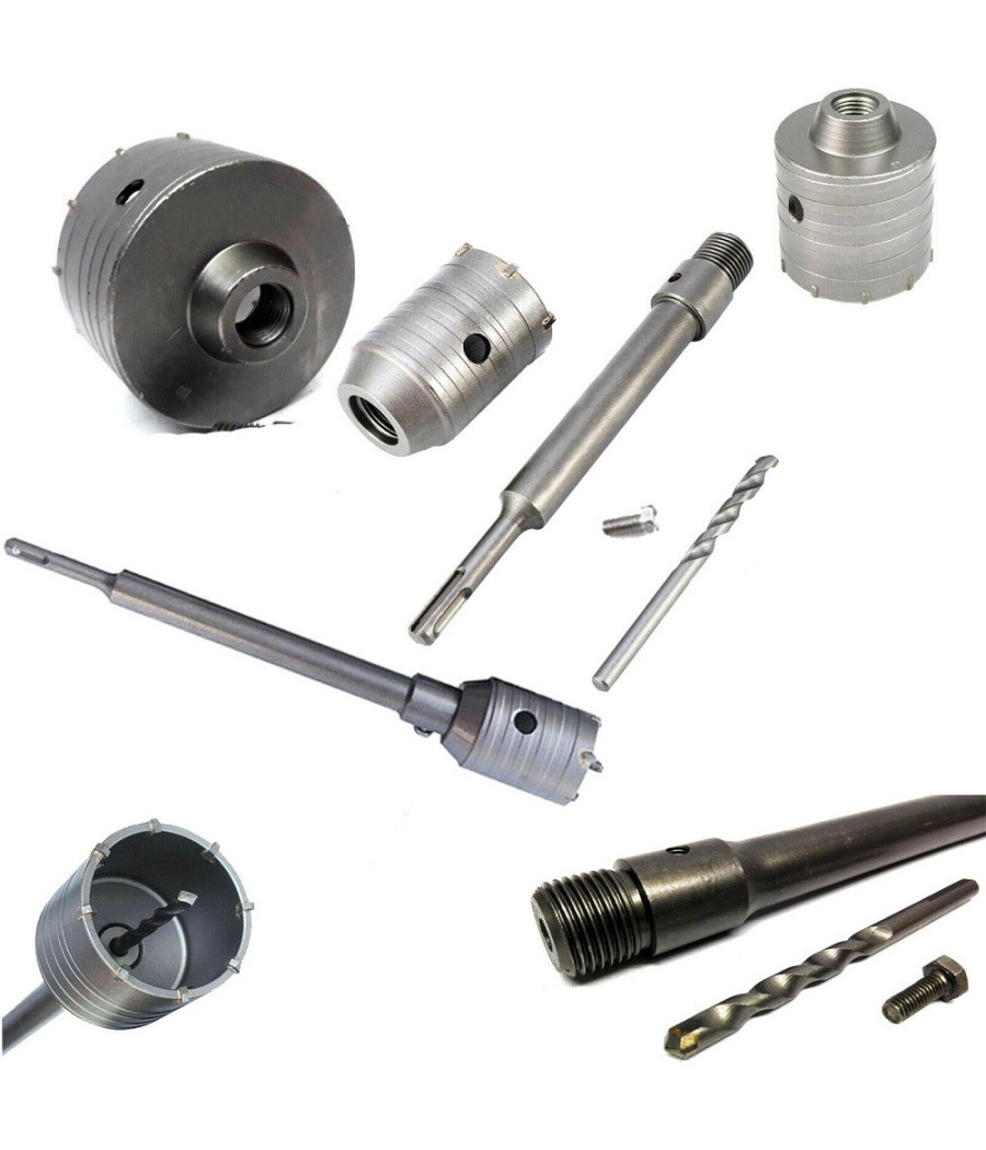 Fresa Carotatrice A Tazza Per Muro Da 30mm A 130mm Con Asta Da 35 Cm Sds Max