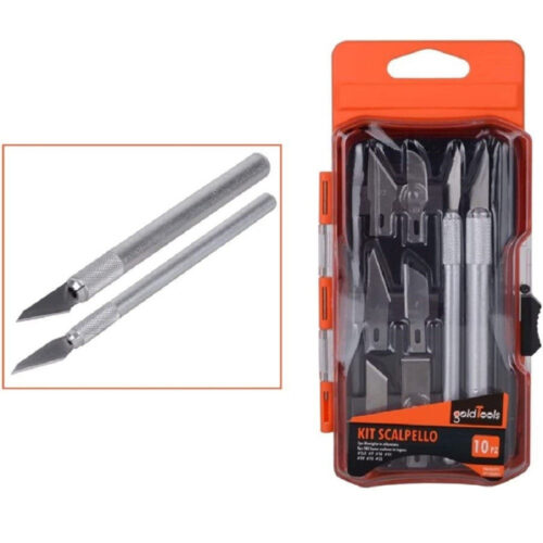Kit 10pz Bisturi Tagliabalsa Taglio Coltello Precisione Incisione 2 Manici 92200