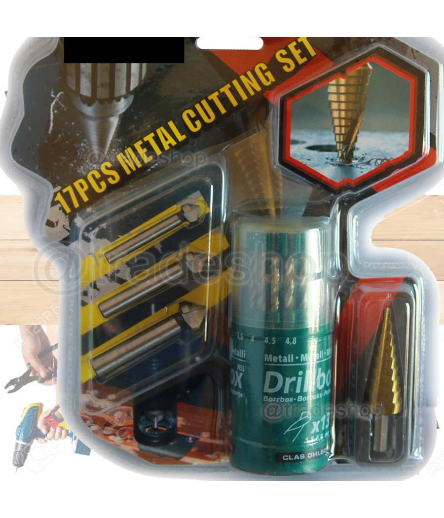 Kit 17 Pezzi Punte Frese Allargafori Per Trapano Svasatore Scalino Per Metallo