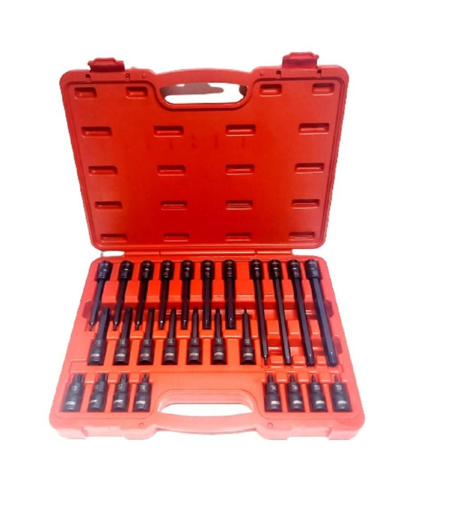 Kit 26 Pz Inserti Inserto Torx Chiavi Bussola 1/2 Lunghe Auto Meccanico Fs-43612 - immagine 2
