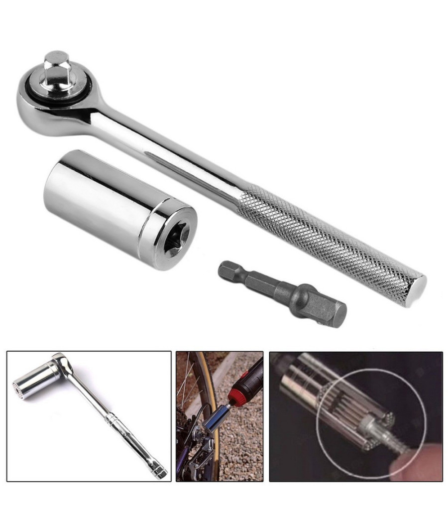 Kit 3 Pezzi Chiave Universale A Bussola Da 7 A 19 Mm Avvita Svita Dado Bullone