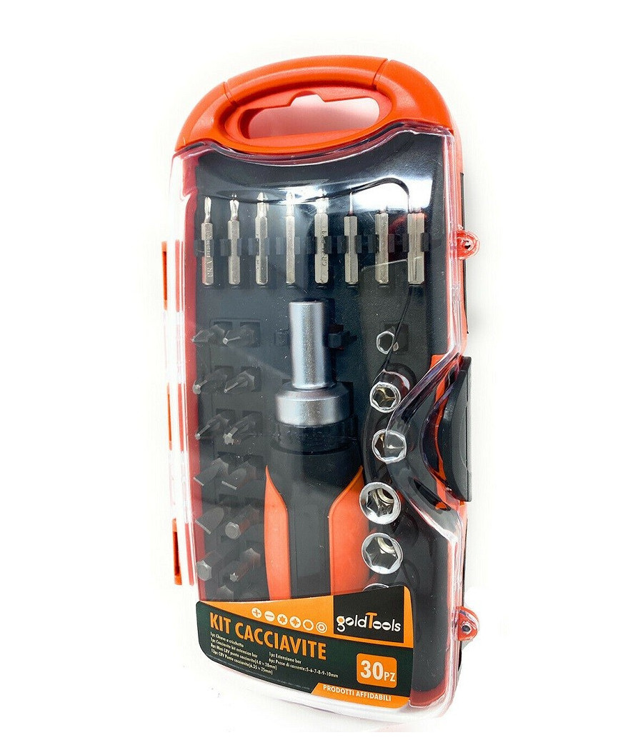 Kit 30 Pz Cacciaviti A Cricchetto Multiuso Inserti Punte A Croce Torx Esagonali - immagine 2