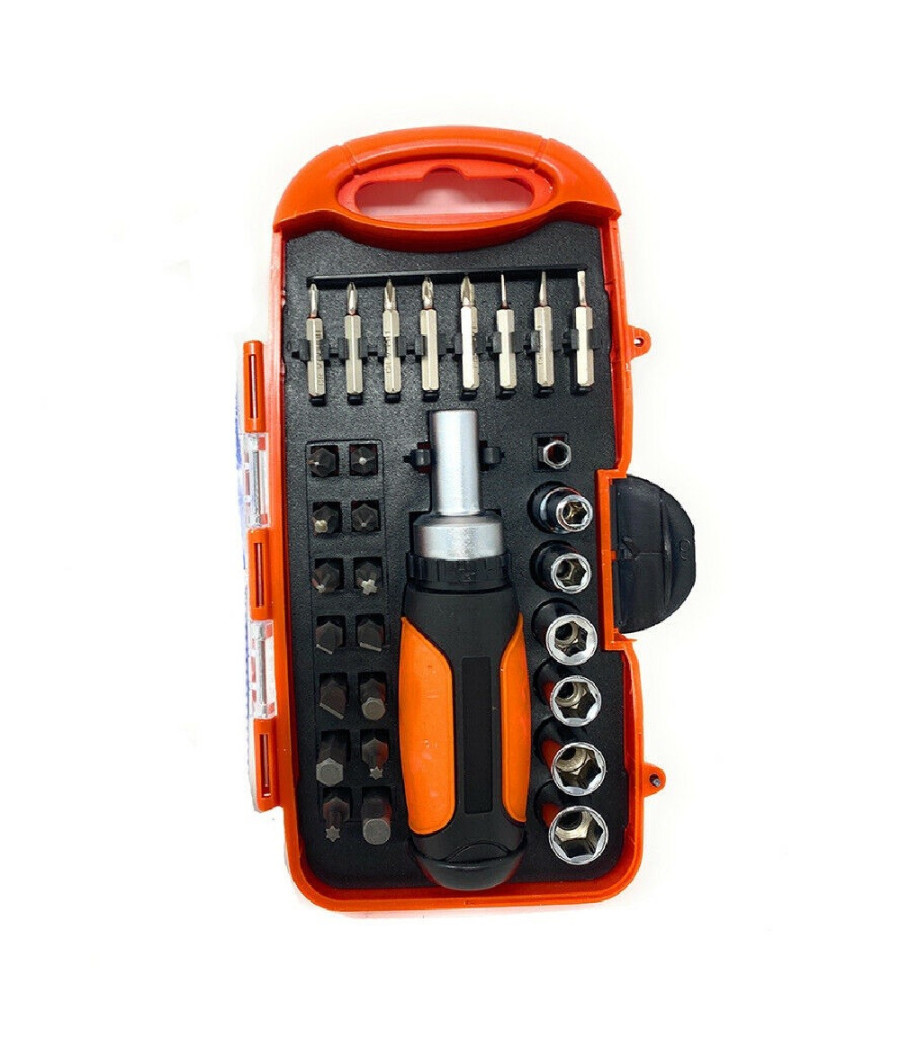 Kit 30 Pz Cacciaviti A Cricchetto Multiuso Inserti Punte A Croce Torx Esagonali