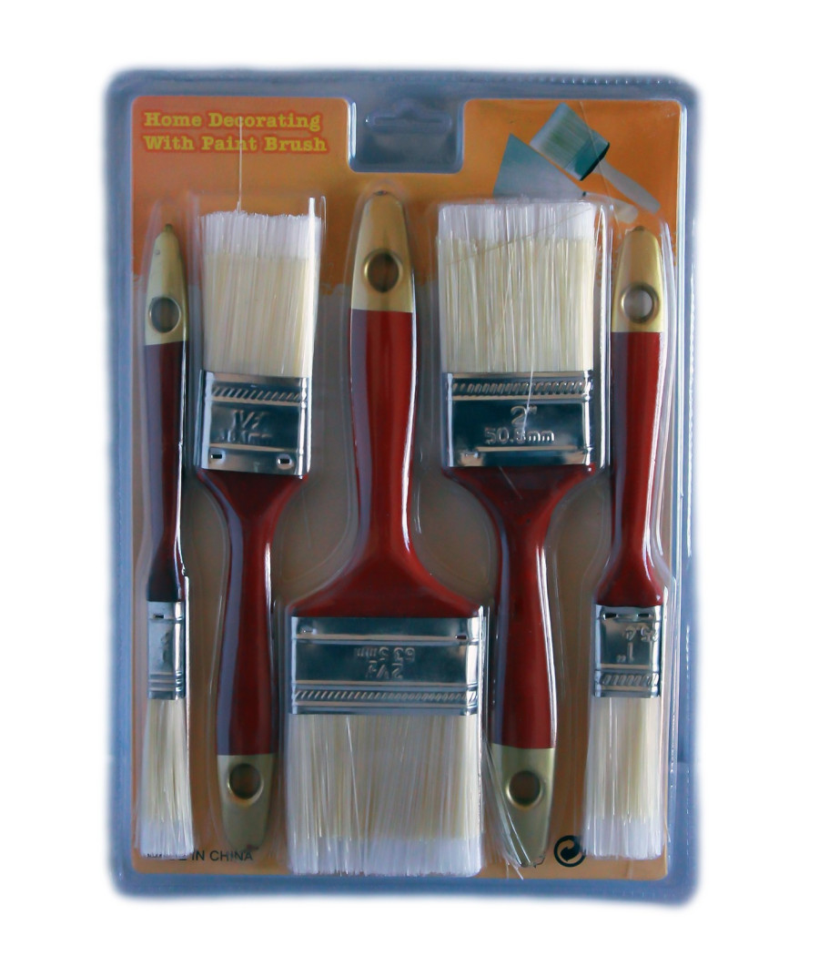 Kit 5 Pennelli Pennello Setola Lunga X Pittura E Smalto Pittore Bricolage - immagine 2