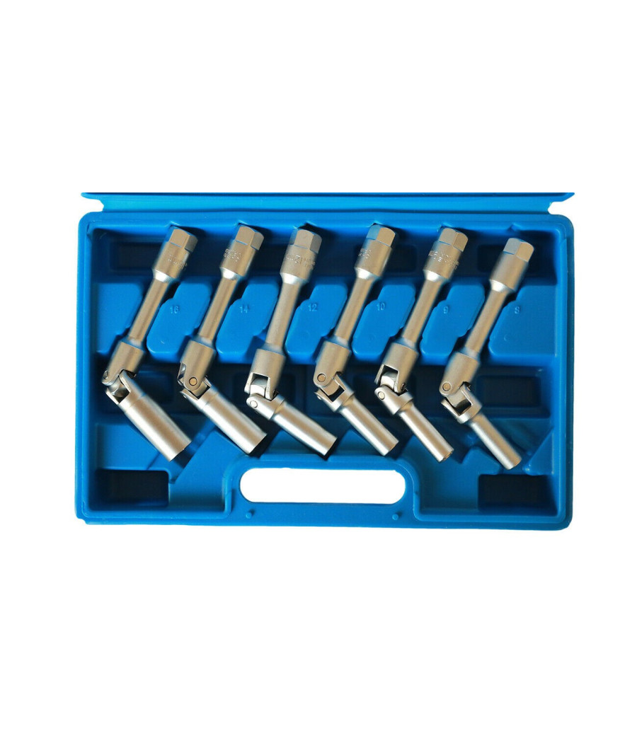 Kit 6 Chiavi Bussola Snodate Per Candelette Auto Diesel Da 8 A 16 Mm 3/8" 160mm