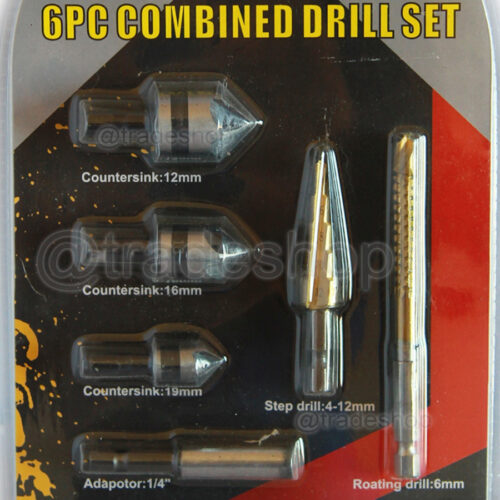 Kit 6 Punte Frese Conica Allargafori Per Trapano Avvitatore Scalino Filettante