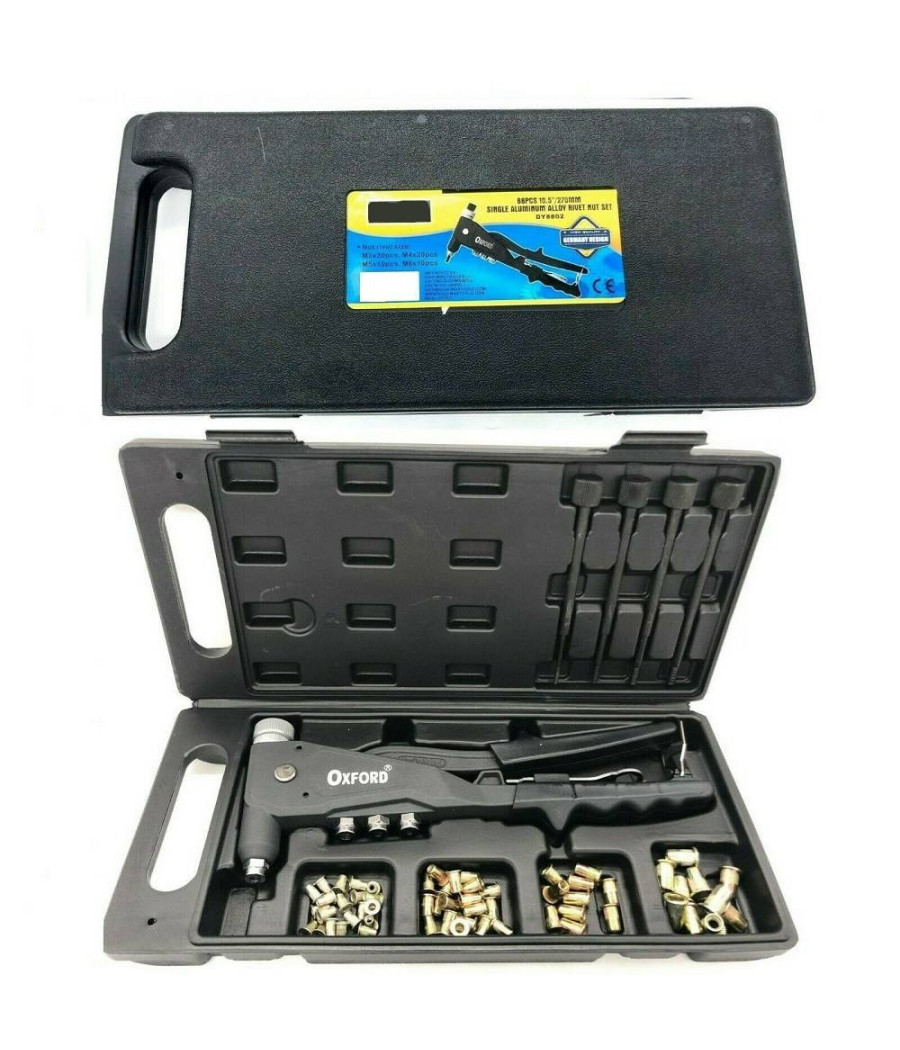 Kit 66 Pz Rivettatrice Per Inserti Rivetti Filettati Filetti M3 M4 M5 M6