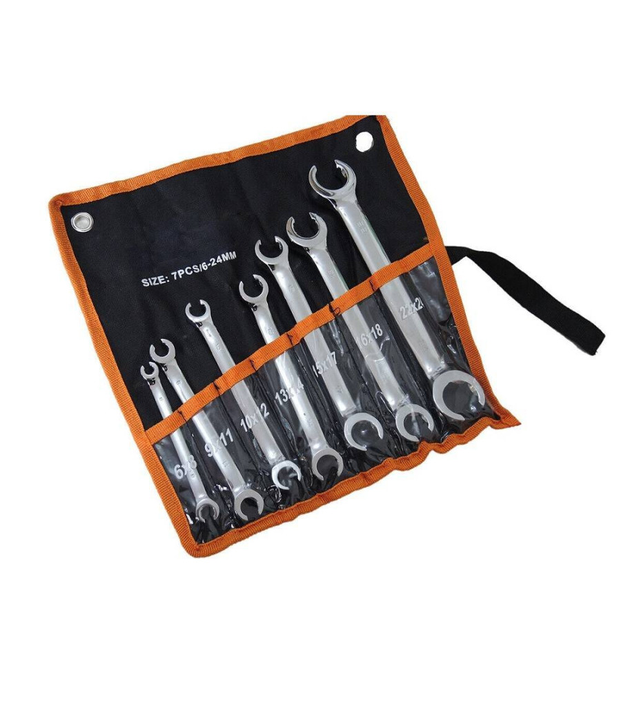 Kit 7 Chiavi Aperte Raccordi Freni 6x8 9x11 10x12 13x14 15x17 16x18 22x24 Mm