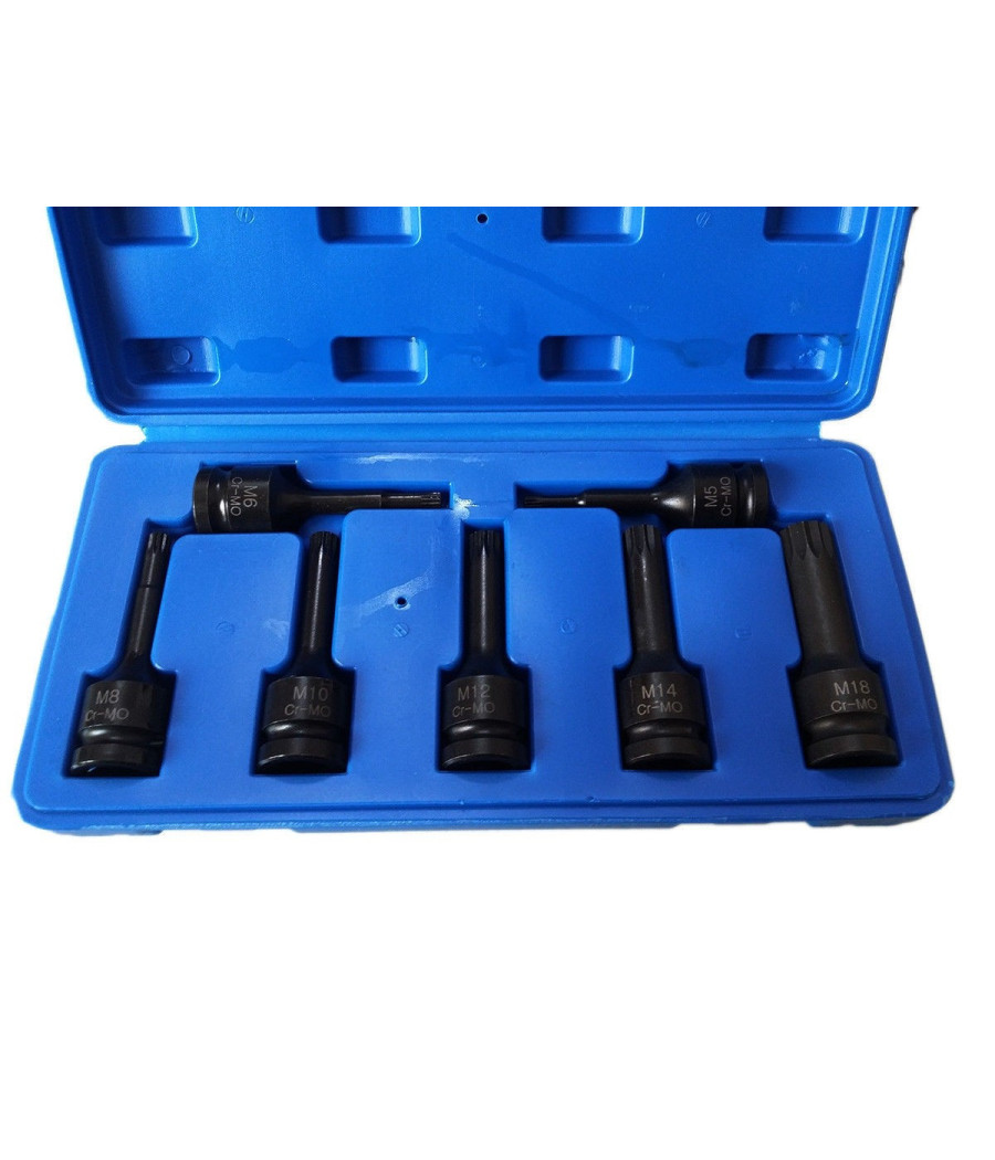 Kit 7 Pz Chiavi Bussola Ad Impatto 1/2" Torx M5 - M18 Per Avvitatore Pneumatico - immagine 2