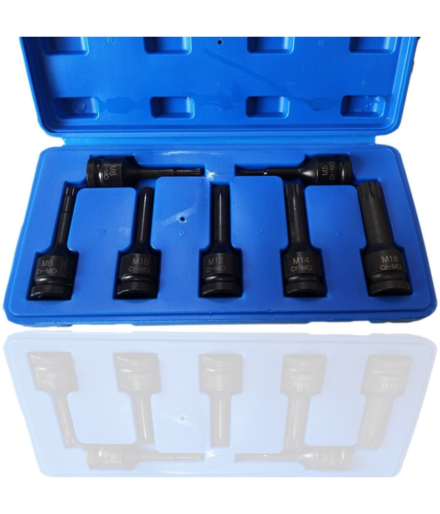 Kit 7 Pz Chiavi Bussola Ad Impatto 1/2" Torx M5 - M18 Per Avvitatore Pneumatico