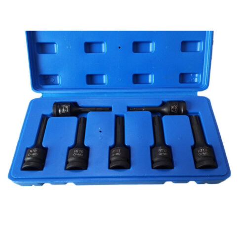 Kit 7 Pz Chiavi Bussola Ad Impatto 1/2″ Torx R6 – Rt13 Per Avvitatore Pneumatico