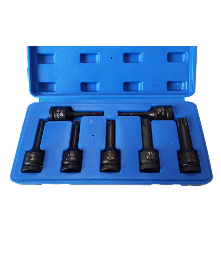 Kit 7 Pz Chiavi Bussola Ad Impatto 1/2" Torx T30 - T70 Per Avvitatore Pneumatico