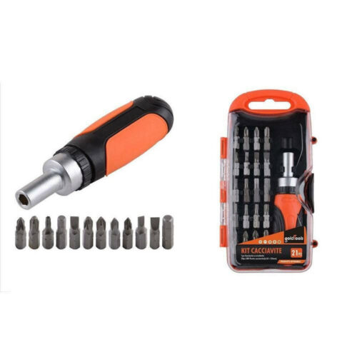 Kit Cacciavite A Cricchetto Multiuso 21 Pezzi Magnetico Doppia Funzione 92192