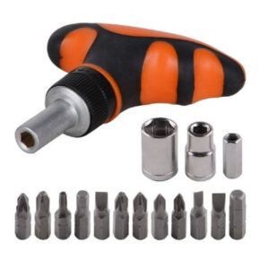 Kit Cacciavite Cricchetto Con Manico T Multiuso 25 Pz Con Inserti Intercambiali
