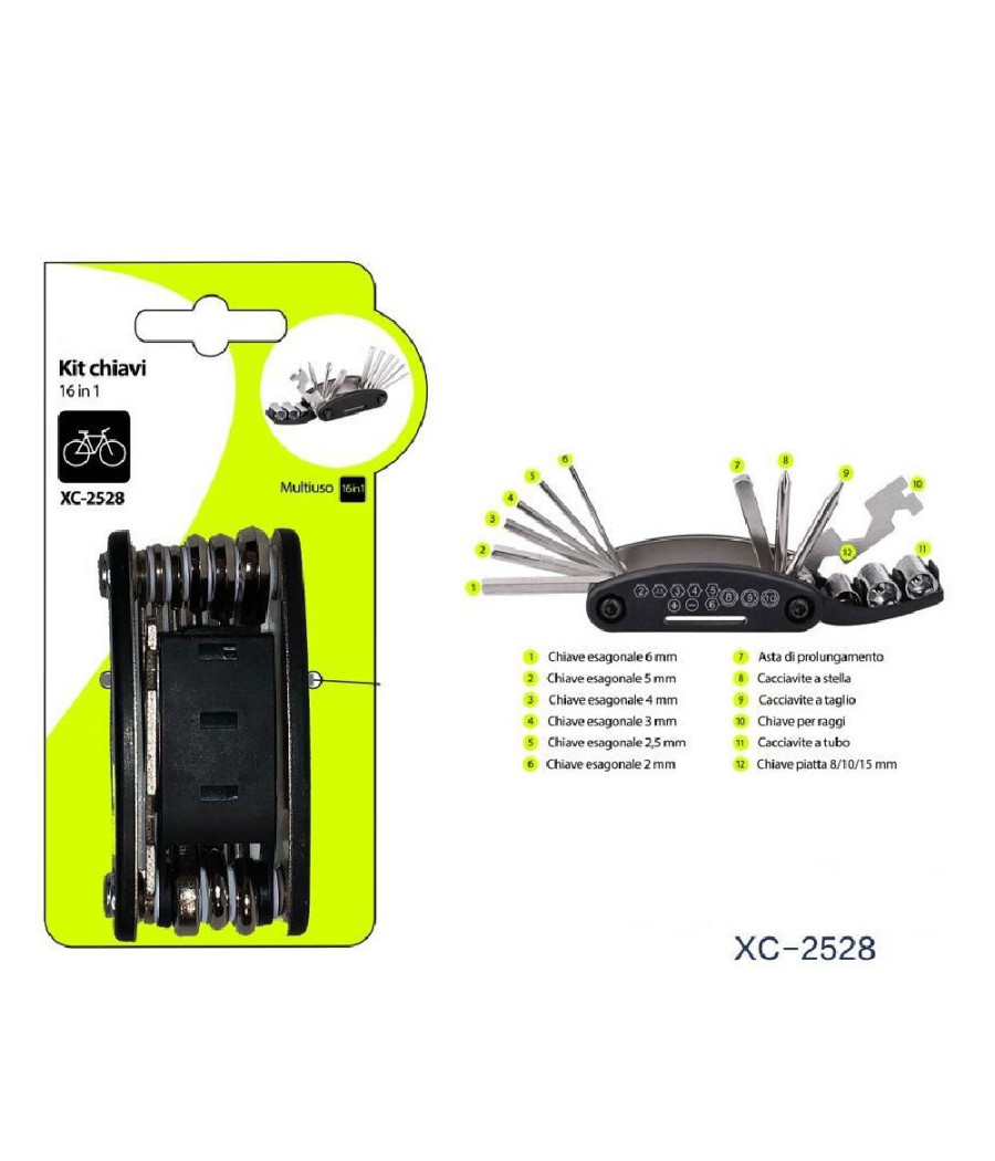 Kit Chiavi 16in1 Strumento Attrezzi Multiuso Riparazione Bici Bicicletta Xc-2528
