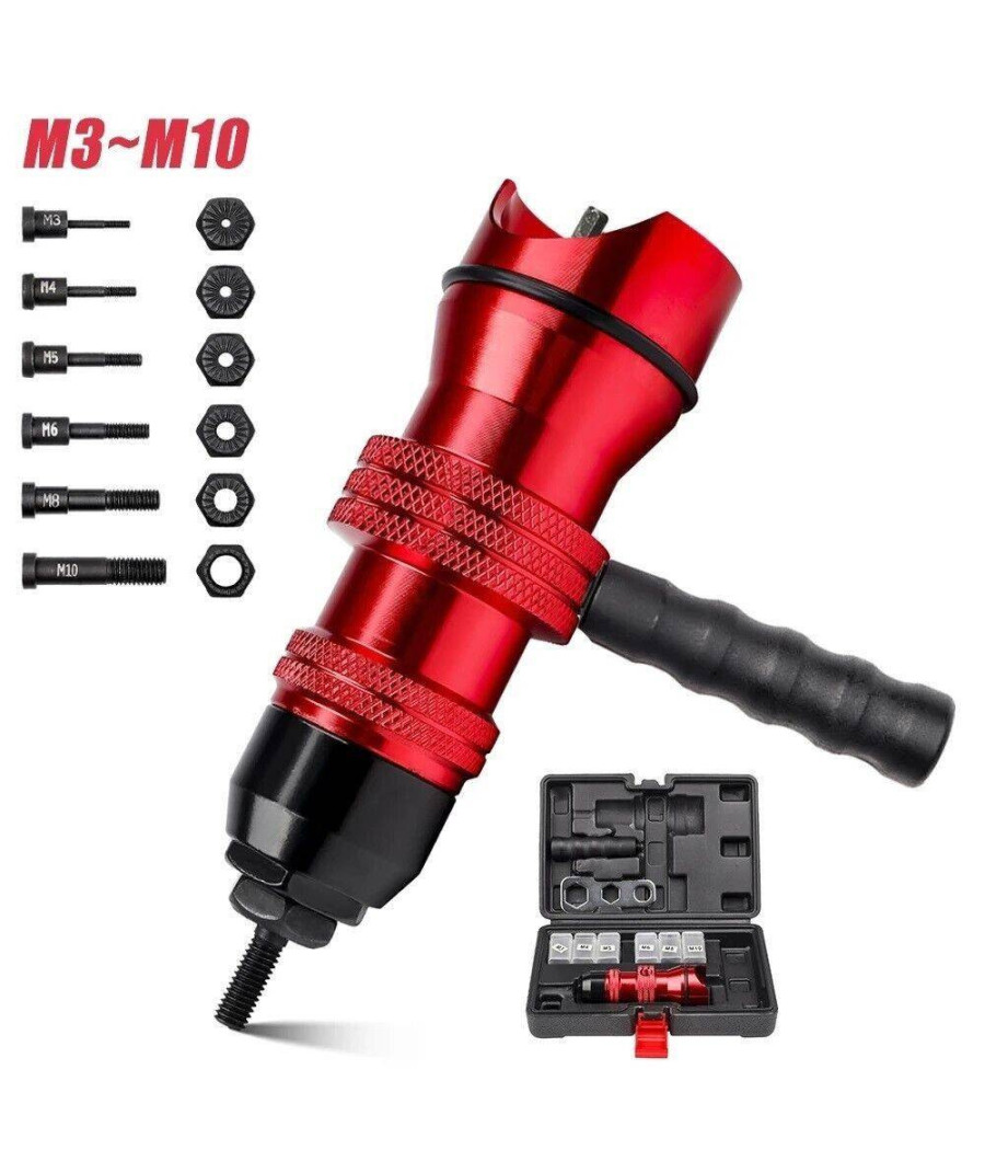 Kit Conversione Da Trapano A Rivettatrice Inserti Rivetti Filettati M3-m10 07445 - immagine 2