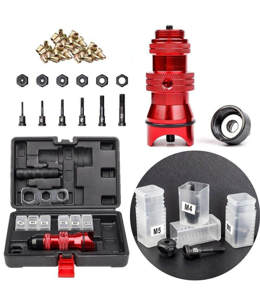 Kit Conversione Da Trapano A Rivettatrice Inserti Rivetti Filettati M3-m10 07445