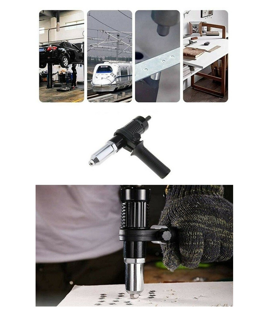 Kit Conversione Da Trapano Avvitatore A Rivettatrice Con Impugnatura Testine - immagine 3