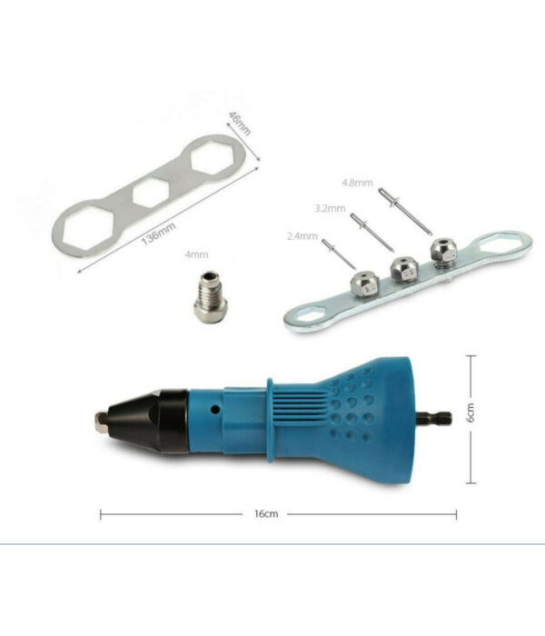 Kit Conversione Da Trapano Avvitatore A Rivettatrice Testine Da 2.4 3.2 4.0 4.8 - immagine 3
