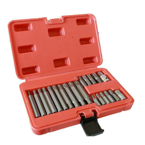 Kit Inserti Chiavi Bussole Chiavi Torx Set 21 Pz Hex 1/2″ 3/8″ Professionale