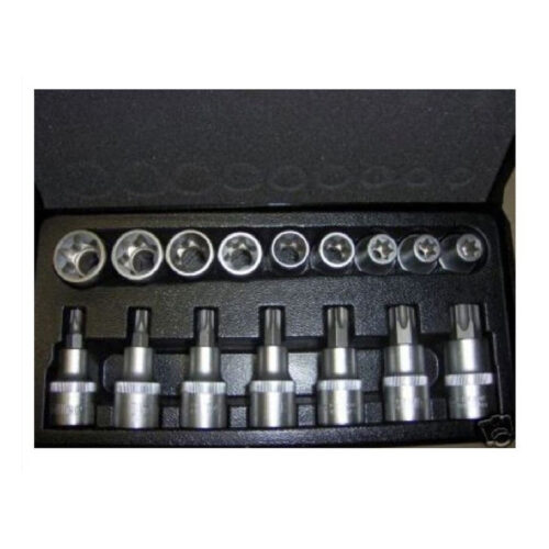 Kit Inserti E Bussole Boccole Impronta Torx Per Set 17 Pezzi 1/2″ 3 4