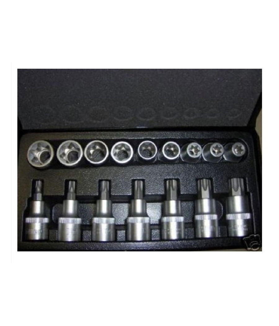 Kit Inserti E Bussole Boccole Impronta Torx Per Set 17 Pezzi 1/2" 3 4