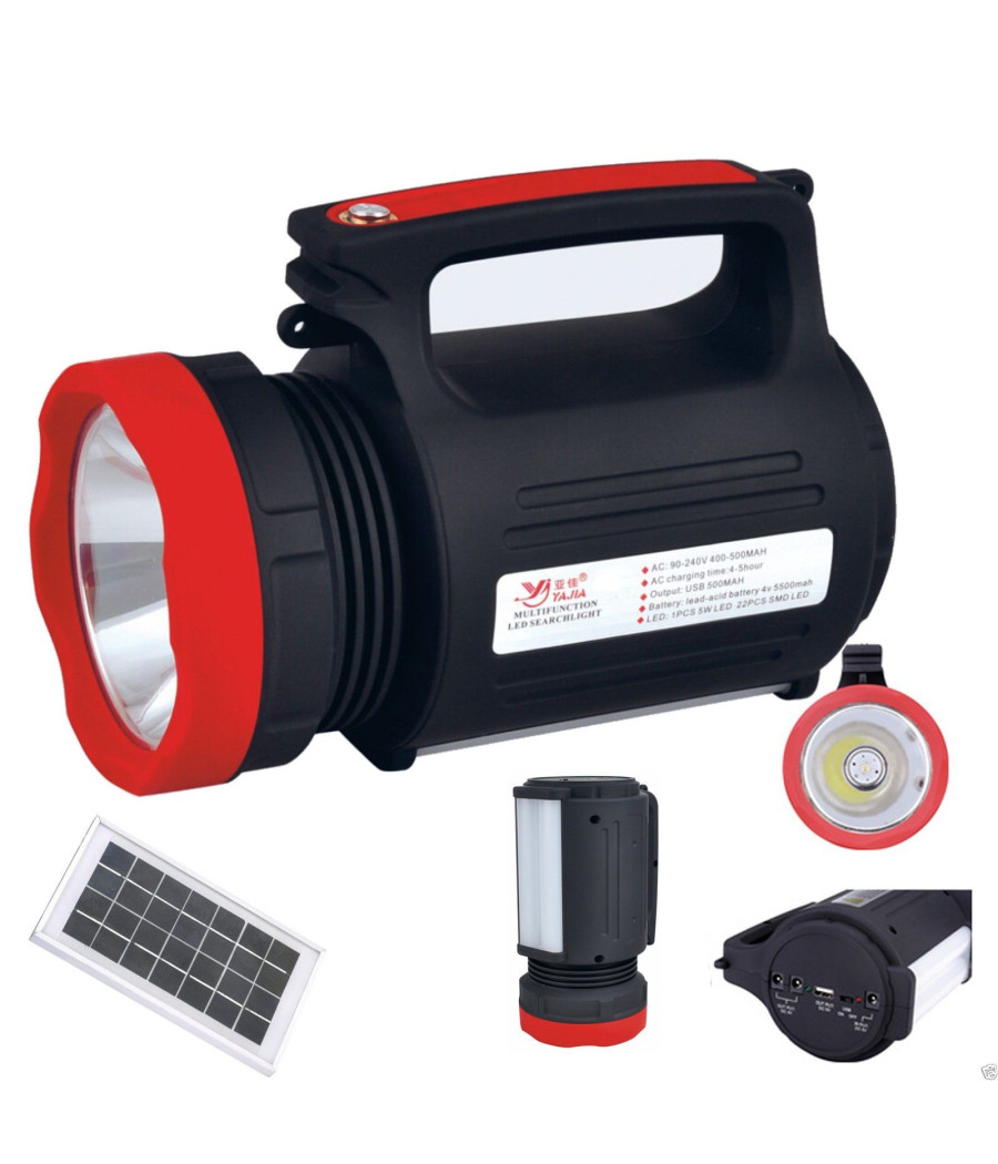 Kit Per Energia Solare Pannello Torcia Batteria Lampada Lampadina Led Usb