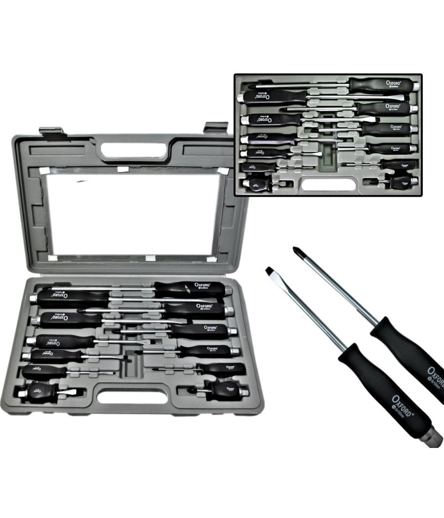 Kit Set 12 Cacciaviti Cacciavite Impatto A Croce E Taglio Con Manico Ad Impatto