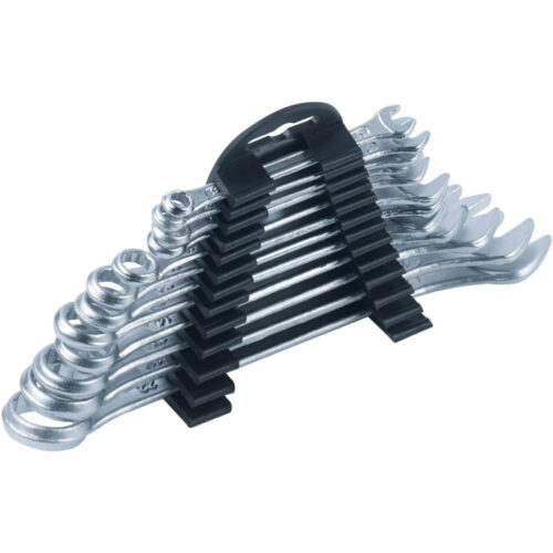 Kit Set 12 Chiavi Forchetta A Stella Combinate In Acciaio Con Supporto Parete