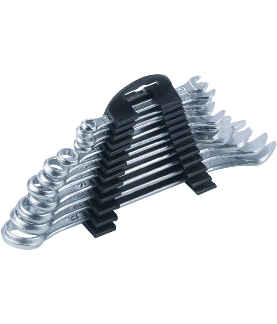 Kit Set 12 Chiavi Forchetta A Stella Combinate In Acciaio Con Supporto Parete