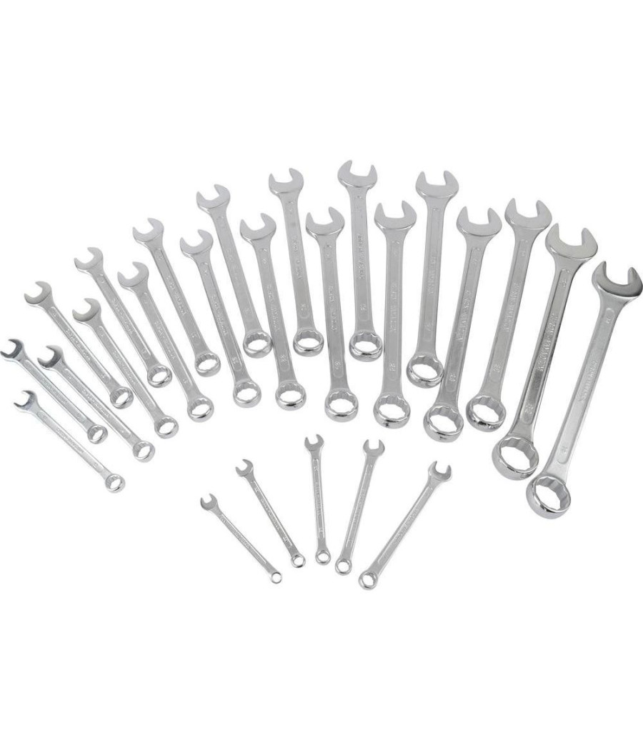 Kit Set 25 Chiavi Forchetta A Stella Combinate In Acciaio Fisse Poligono Inglesi