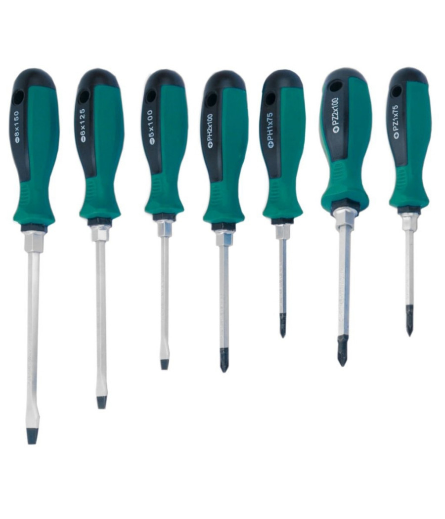 Kit Set 7 Cacciaviti Cacciavite Impatto Battente Taglio Croce Con Manico Cr-v