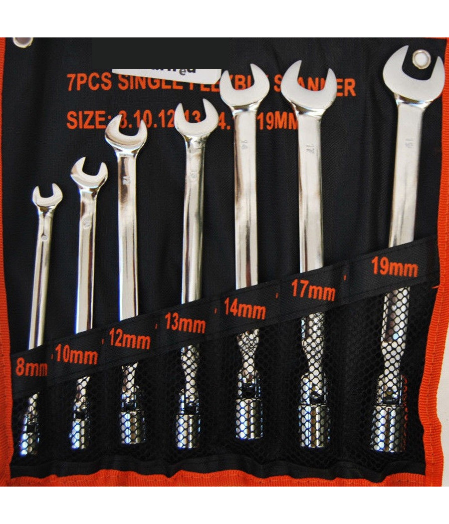 Kit Set 7 Chiavi Combinate Poligonali Snodate A Bussola Pieghevole In Acciaio