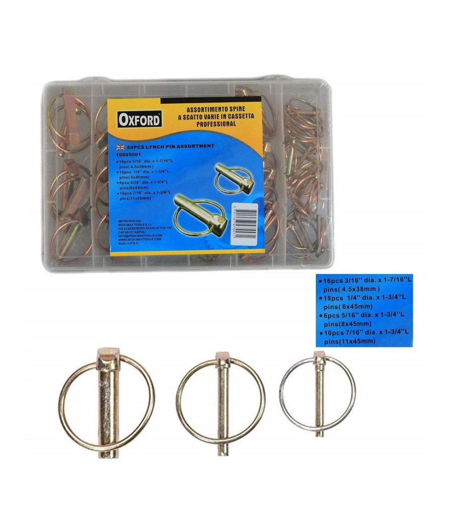 Kit Set Assortimento 50 Spine Coppiglie A Scatto Fermi Coppiglie Perni Spinotti