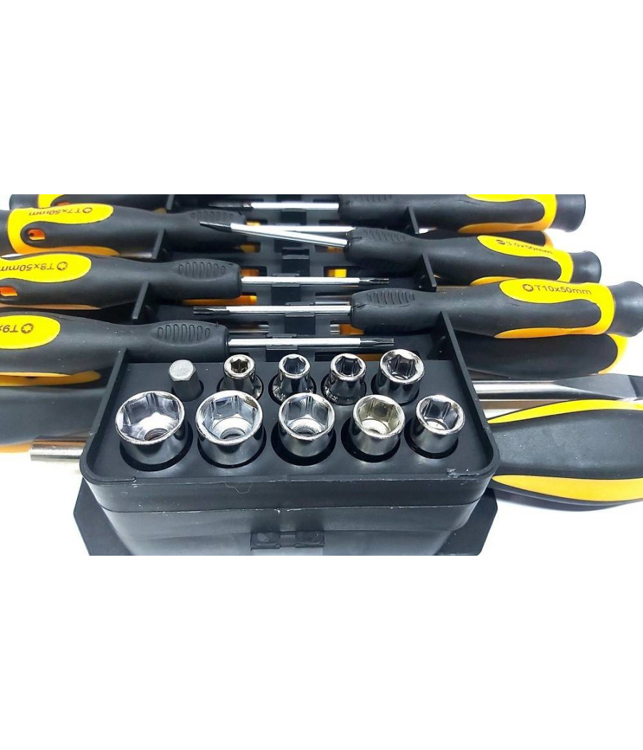 Kit Set Da 44 Pezzi Cacciaviti Torx Esagonali Punte Inserti Bussola - immagine 2