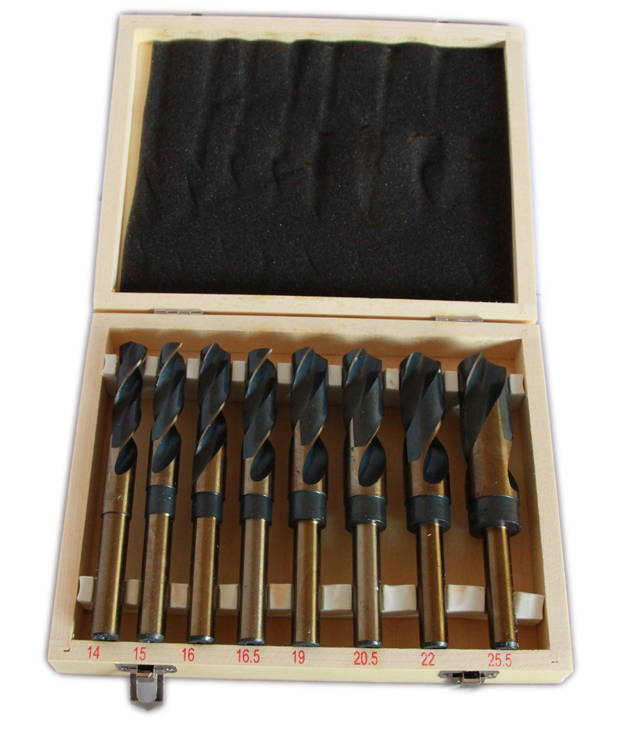 Kit Set Da 8 Punte Per Trapano Per Forare Ferro Frese Fresa Cofanetto In Legno