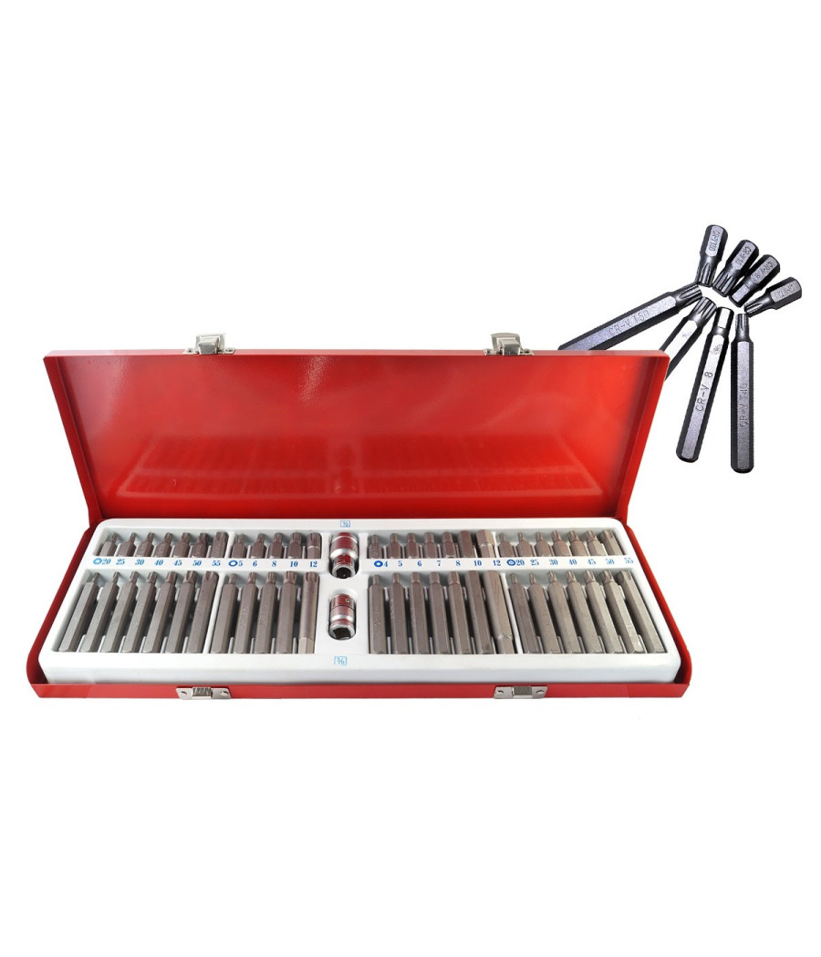 Kit Set Inserti Chiavi Bussole Chiavi Torx Hex 1/2" 3/8" Professionale 54 Pz