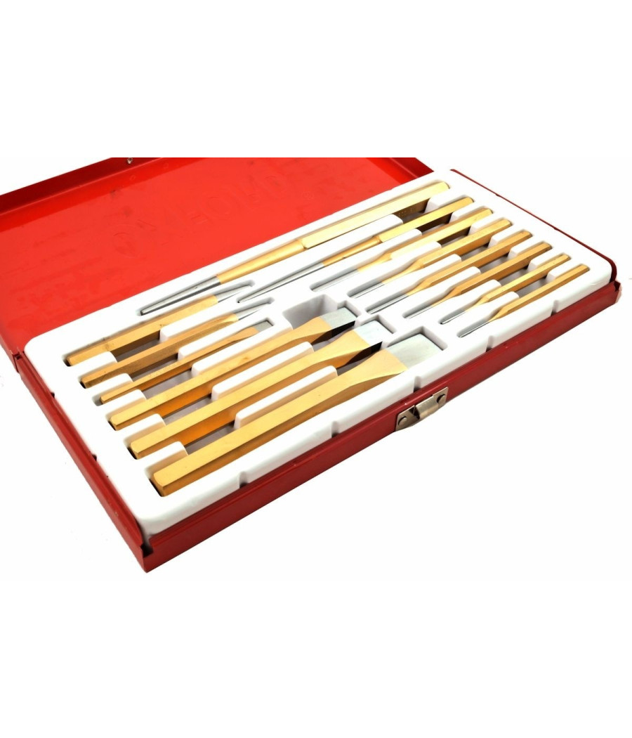 Kit Set Scalpelli Cacciaspine Cacciachiodi Punzoni 14 Pz Pezzi Caccia Chiodi - immagine 2